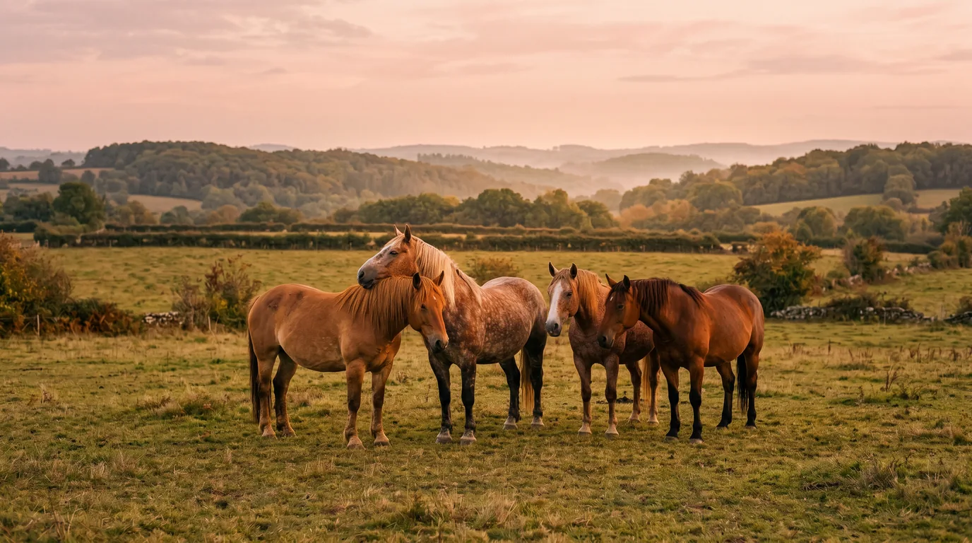 Les chevaux du Les Écuries du Claud en liberté, Dordogne